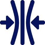 Icono con flechas azules que simbolizan presión, enlazando a la sección “Nuestras Aplicaciones” sobre compresión hidráulica activa secuencial como apoyo a los procesos de frío y calor, favoreciendo la recuperación.