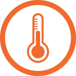 An orange thermometer icon links to the "Our Applications" section on heat treatment, promoting recovery.