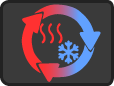 Icône avec des flèches rouges et bleues symbolisant la chaleur et le froid, renvoyant à la section « Nos applications » sur les contrastes thermiques pour la récupération musculaire.